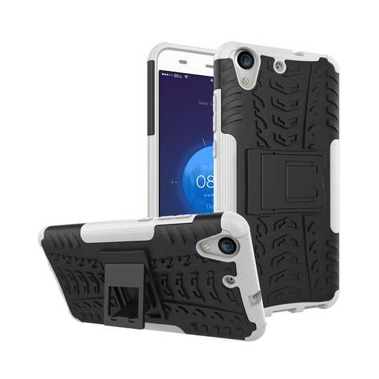 Huawei Y6 II Rengaskuvio Kuori Standillä - Valkoinen