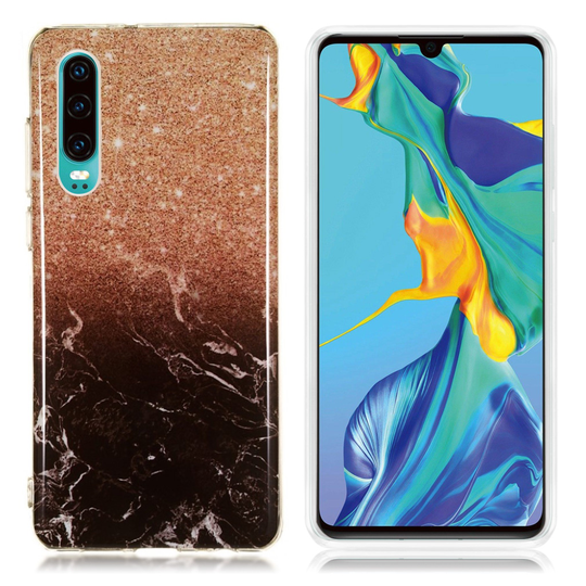 Huawei P30 marmori kuosinen joustava suojakotelo - Malli D