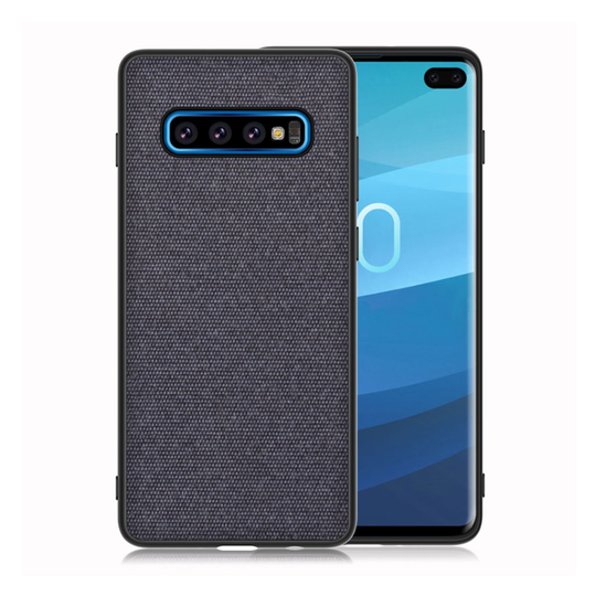 Samsung Galaxy S10 Plus cloth texture leather case - Dark Blue