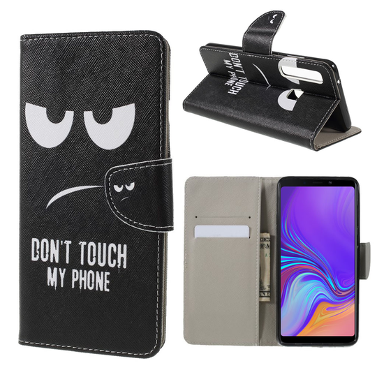 Samsung Galaxy A9 (2018) synteetti nahkainen lompakko suojakotelo kuviolla - Do not Touch My Phone