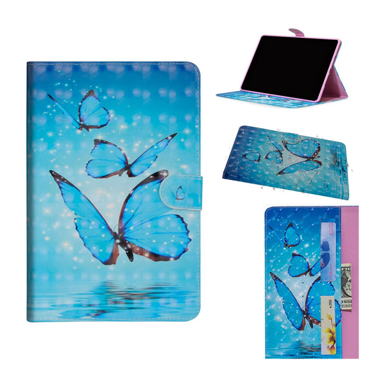 iPad Pro 11 inch (2018) timantti koristeltu kuviollinen synteetti nahkainen suojakotelo magneetti lukolla - Siniset Perhoset