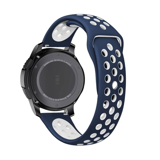 Samsung Gear S3 Kaksisävyinen Silikooni Vaihto ranneke - Valkoinen/ Sininen
