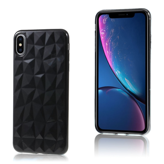 iPhone Xs Max 3D timantti rakenne pintainen silikooni muovinen suojakuori - Musta