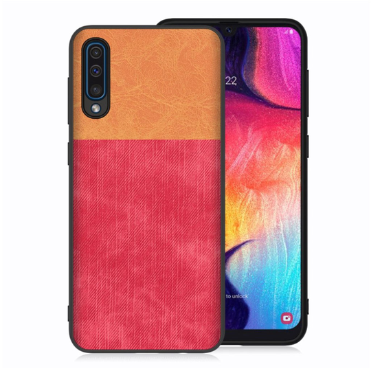 Samsung Galaxy A50 jeans texture case - Brown / Red