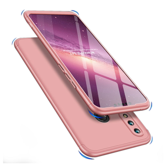 Huawei P Smart Plus GKK kolme palainen iskukestävä kova muovinen takasuoja kuori - Ruusu Kulta
