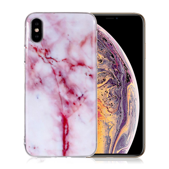 iPhone Xs Max IMD marmori kuviollinen silikooni muovinen pehmeä takasuoja kuori - Tyyli D