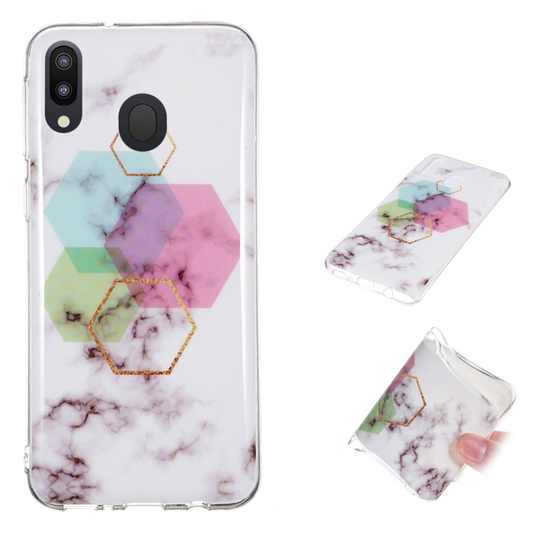 Marble Samsung Galaxy M20 kuoret - Kuusikulmainen marmori