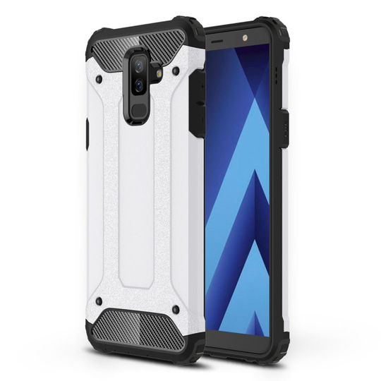 Samsung Galaxy J8 (2018) Armor Guard TPU ja PC Hybriidi Takasuoja Kuori - Valkoinen
