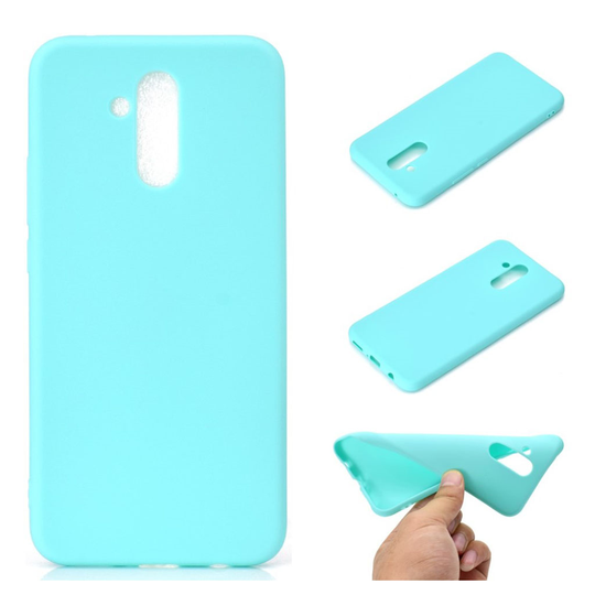 Huawei Mate 20 Lite matta pintainen silikooni muovinen takasuoja kuori - Cyaani