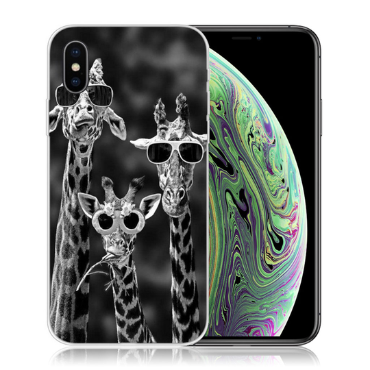 iPhone XS kuviollinen silikooni muovinen pehmeä suojakuori - Kirahvit