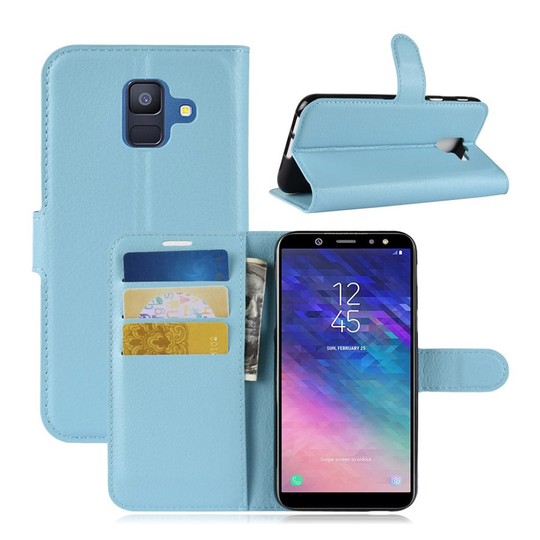 Samsung Galaxy A6 Liitsihedelmän Jyvä PU Nahka Lompakko Kuori - Vaalean Sininen