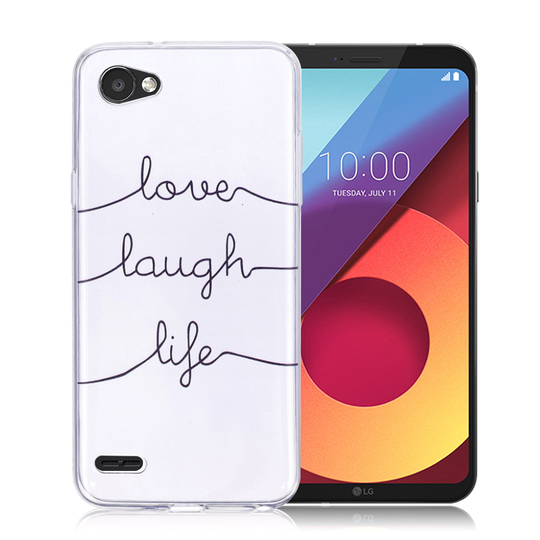 LG Q6 Kuviollinen TPU Takasuoja Kuori - Love Laugh Life Teksti