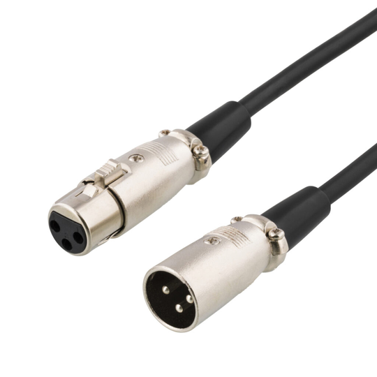 XLR-äänikaapeli, 3-pin Ur - 3-pin Na, 5m, Musta.