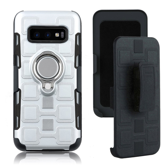 Samsung Galaxy S10 geometrinen kuosi hybrid suojakotelo - Hopea
