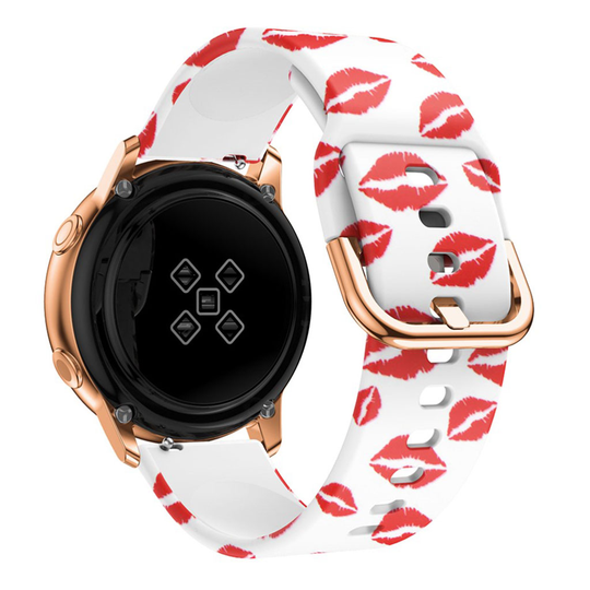 20mm Samsung Galaxy Watch Active pattern silicone watch band - Red Lip