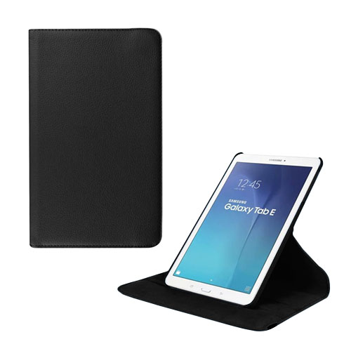Jessen Samsung Galaxy Tab E 9.6 Nahkakotelo Kääntyvällä Standillä - Musta