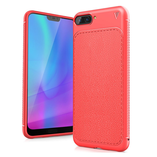 Huawei Honor 10 IVSO Gentry Sarja Nahka Pintainen TPU Kuori - Punainen