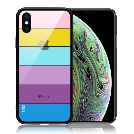iPhone Xs Hybriidi kuviollinen takasuoja kuori lasista ja muovista - Tyypi C