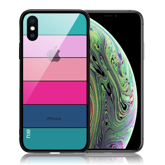 iPhone Xs Hybriidi kuviollinen takasuoja kuori lasista ja muovista - Tyypi B