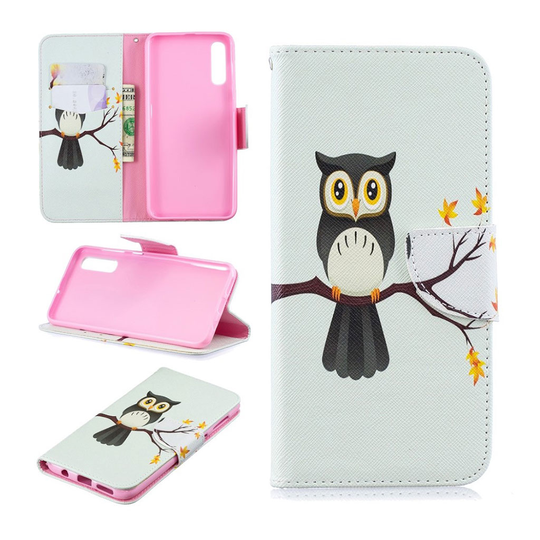 Samsung Galaxy A50 pattern leather case - Owl on the Branch