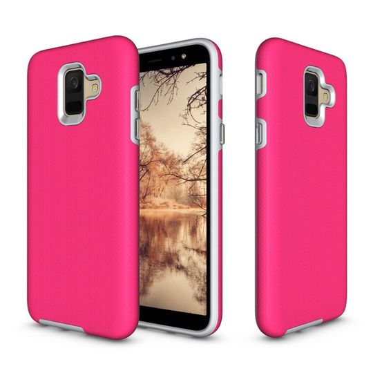 Samsung Galaxy A6 (2018) Anti- Slip Hybriidi PC Ja Tpu Takasuoja Kuori - Ruusu