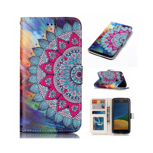 Motorola Moto G5 uniikki nahkakotelo - Mandala kukka