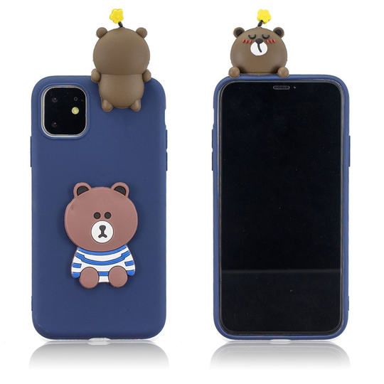 Cute 3D iPhone 11 kuoret - Sininen / Karhu