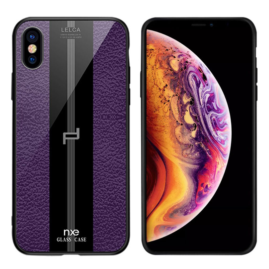 NXE LELCA iPhone XS tuntuinen kuvioinen suojakotelo - Violetti