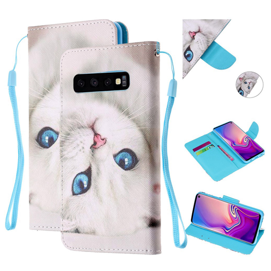 Samsung Galaxy S10 patterned leather case - White Cat
