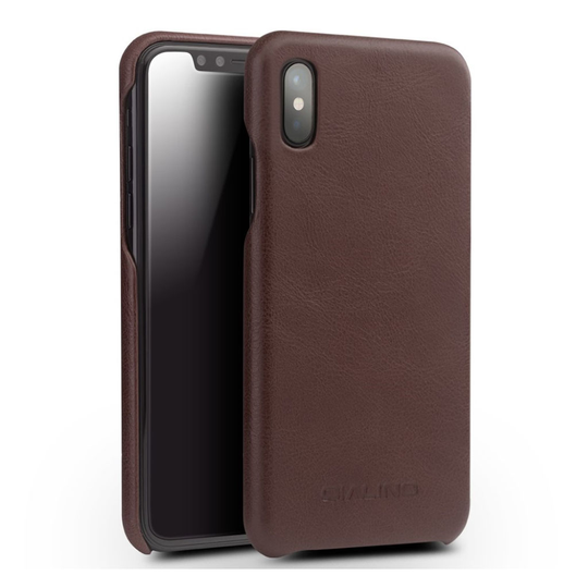 QIALINO iPhone X uniikki suojakuori - Tummanruskea