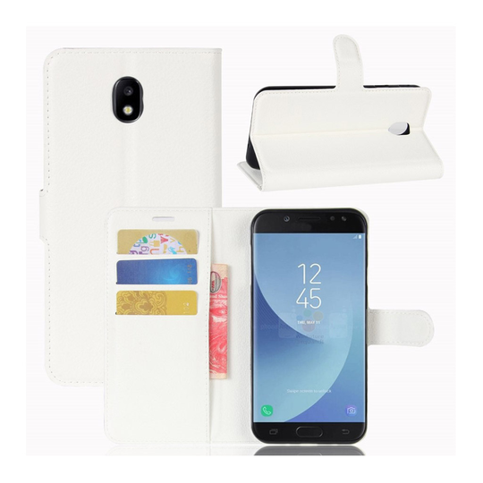 Samsung Galaxy J5 (2017) litsipintainen nahkakotelo - Valkoinen