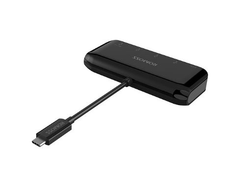 Romoss USB-C / USB-A 3.0/F x 4 adapteri - musta