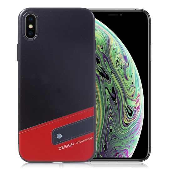 iPhone XS Uniikki stereoskooppinen kuviollinen silikooni muovinen suojakuori - Punainen Musta