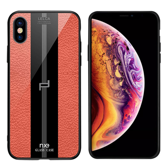 NXE LELCA iPhone XS tuntuinen kuvioinen suojakotelo - Oranssi