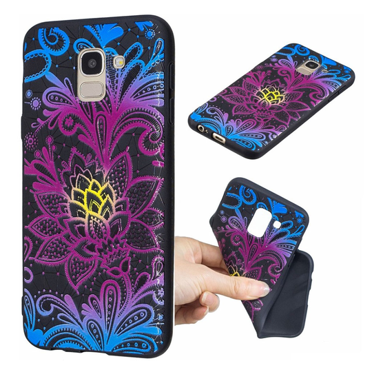Samsung Galaxy J6 (2018) Kohokuviollinen joustava silikooni muovinen takasuoja kuori - Kukka kuvio