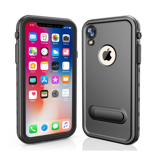 iPhone Xr REDPEPPER sarjan hybriidi muovinen suojakuori jalkatuella - Musta