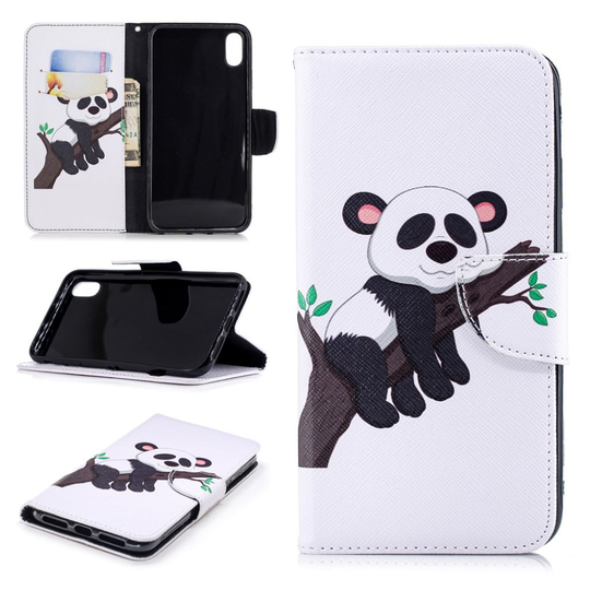 iPhone Xs Max Kuviollinen Lompakko Kotelosuoja Synteetti Nahasta - Nukkuva Panda Puussa