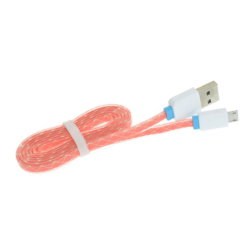 1m Kudottu Mikro Usb Kaapeli - Pinkki