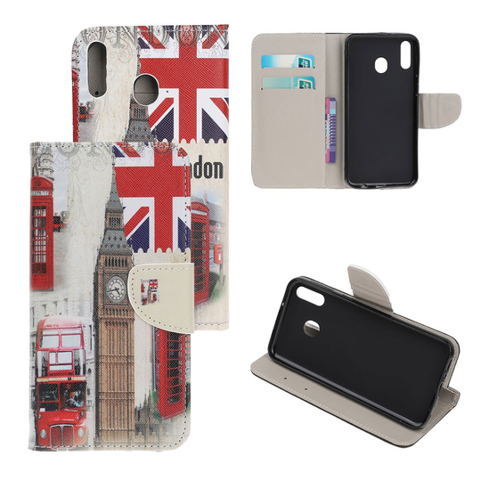 Samsung Galaxy A40 cross texture leather case - Big Ben and UK Flag