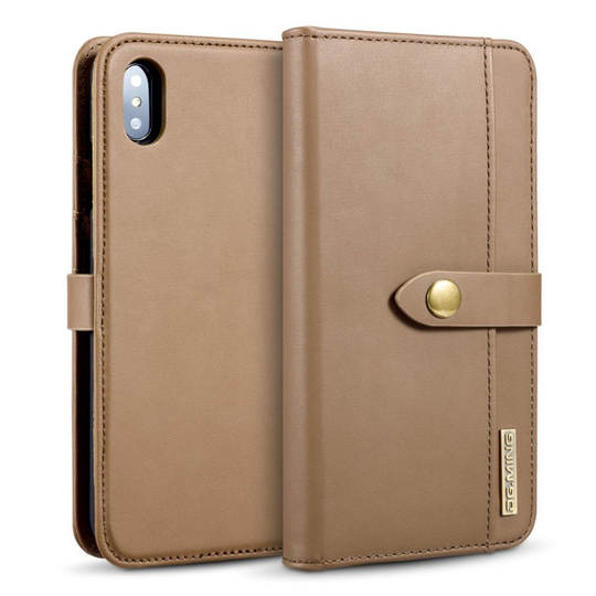 iPhone Xs Max DG.MING 2in1 lompakko mallinen suojakotelo useilla kortti paikoilla - Ruskea