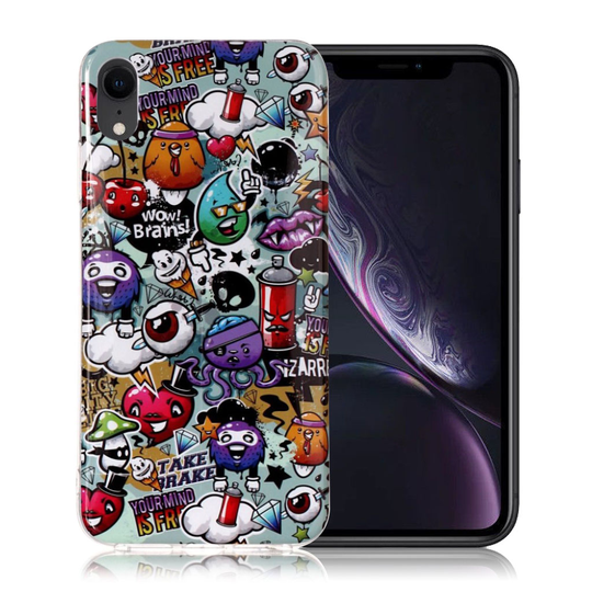 iPhone 9 Valoisa Kuviollinen Pehmeä Muovinen Takasuoja Kuori - Sarjakuva Aivot