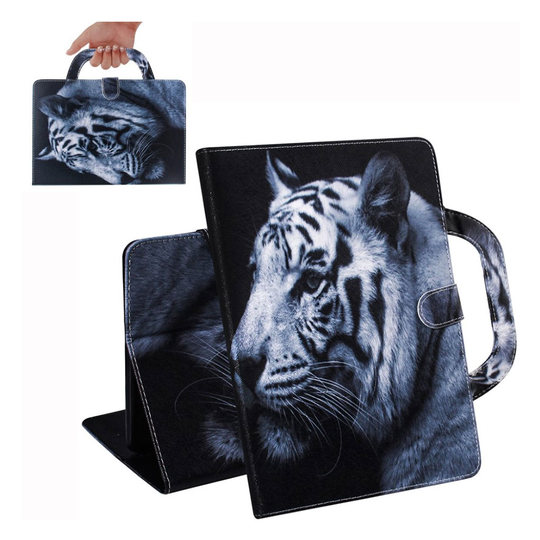 Samsung Galaxy Tab A 10.1 (2019) portable pattern leather case - White Tiger