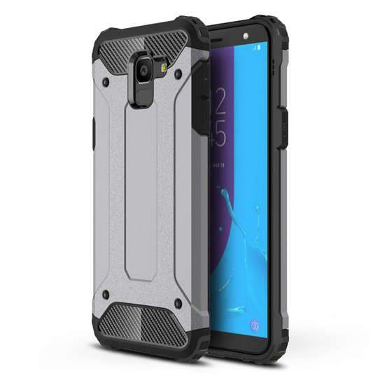 Samsung Galaxy J6 Armour Guard Hybriidi TPU Ja PC takasuoja Kuori - Harmaa
