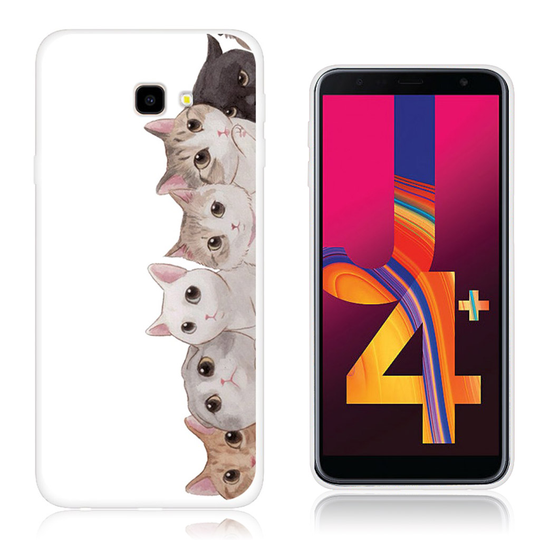 Samsung Galaxy J4 Plus (2018) kuviollinen taivutettava silikoon takasuoja kuori - Kissat