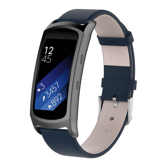 Samsung Gear Fit2 Pro aitoa nahkaa kellon ranneke - Tummansininen