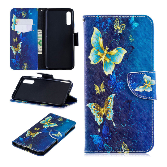 Samsung Galaxy A70 pattern leather case - Blue Butterflies