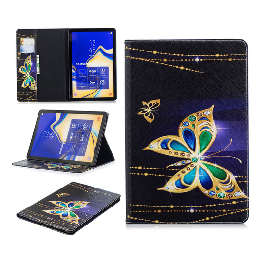 Samsung Galaxy Tab S4 kuviollinen syntetti nahkainen suojakotelo missä kortti paikat - Kullatut Perhoset