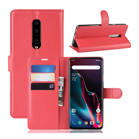OnePlus 7 Pro litchi leather case - Red