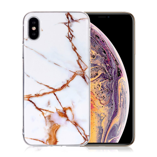 iPhone Xs Max IMD marmori kuviollinen silikooni muovinen pehmeä takasuoja kuori - Tyyli F