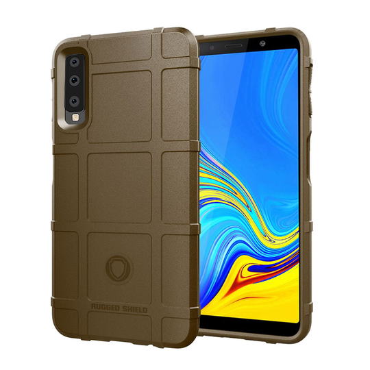 Samsung Galaxy A7 (2018) iskukestävä ruutu kuviollinen suojaava silikooni kuori - Ruskea